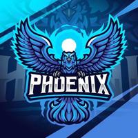 design do logotipo do mascote esport azul fênix vetor