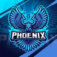 design do logotipo do mascote esport azul fênix vetor