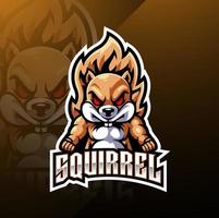 design de logotipo de mascote super esquilo esport vetor