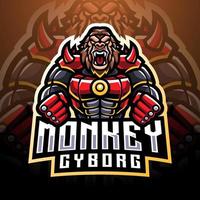 logotipo do mascote do macaco cyborg esport vetor