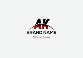 design de logotipo inicial moderno de letra ak abstrata vetor