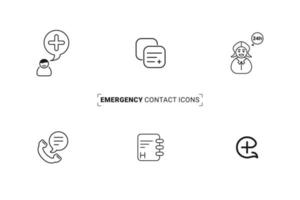ícones de contato da clínica definidos para uso na web e impressão. para fins comerciais e médicos. vetor