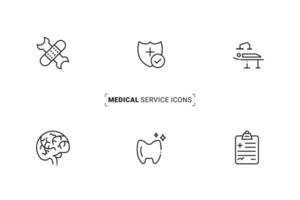 ícone de serviço clínico moderno definido para uso polivalente. esses ícones são usados para impressão e uso na web vetor