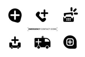 conjunto de ícones médicos de contato de emergência vetor