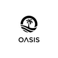 letra o e ilustração do deserto com design de logotipo de palmeira alta vetor