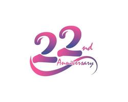 logotipo de aniversário de 22 anos. design de modelo de 22º aniversário para pôster criativo, folheto, folheto, cartão de convite vetor