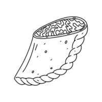 empanada frita em estilo doodle desenhado à mão. comida tradicional colombiana. ilustração vetorial de comida latino-americana. vetor
