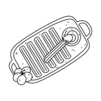 churros em estilo doodle desenhado à mão. lanche mexicano. ilustração vetorial. palitos de churros no prato. vista do topo. vetor