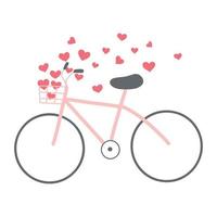 bicicleta bonita com corações isolados no fundo branco. ilustração vetorial em um estilo desenhado à mão plana. feliz Dia dos namorados. bicicleta romântica. vetor