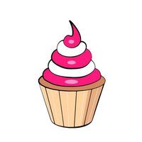 muffin de cupcake rosa. ilustração para impressão, fundos, capas e embalagens. imagem pode ser usada para cartões, cartazes, adesivos e têxteis. isolado no fundo branco. vetor