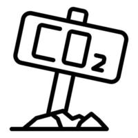 ícone de placa de sinal de co2, estilo de estrutura de tópicos vetor