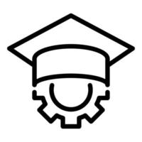 ícone de graduação da roda de engrenagem, estilo de estrutura de tópicos vetor