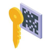 ícone de chave criptográfica, estilo isométrico vetor