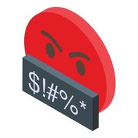 ícone de emoji com raiva, estilo isométrico