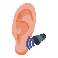 ícone de reconhecimento de fala de orelha, estilo isométrico vetor