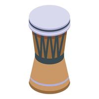 ícone de tambor africano, estilo isométrico vetor