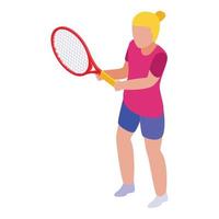 ícone da garota do tenista de verão, estilo isométrico vetor