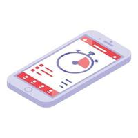 ícone de aplicativo de smartphone de treinamento, estilo isométrico vetor