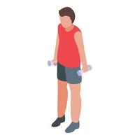 ícone de exercício com halteres, estilo isométrico vetor