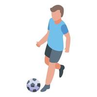 menino jogando ícone de bola, estilo isométrico vetor