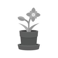 vaso de flores plana ícone em tons de cinza vetor