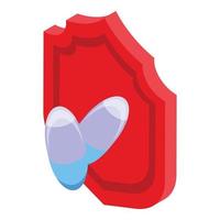 ícone de pílulas de coração saudável, estilo isométrico vetor