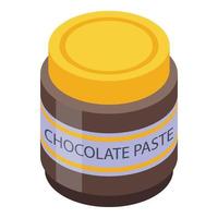 ícone de pote de vidro de pasta de chocolate, estilo isométrico vetor