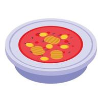 ícone de sopa de tomate castanha, estilo isométrico vetor