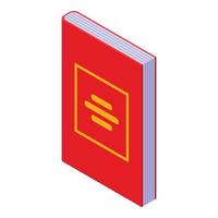 ícone de livro de literatura vermelha, estilo isométrico vetor