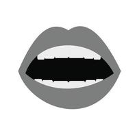 ícone de escala de cinza plana de boca vetor