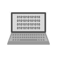 ícone de escala de cinza plana de código binário de computador vetor