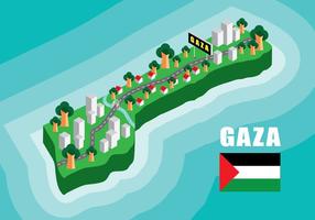 Mapa isométrico de Gaza vetor