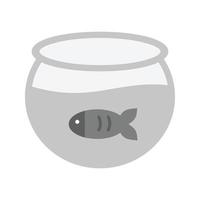 peixe no ícone plano em escala de cinza do tanque vetor