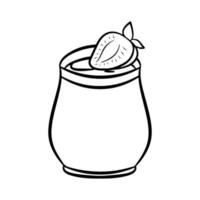 iogurte de contorno com ilustração de morango vetor