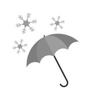 guarda-chuva com ícone de neve plana em tons de cinza vetor