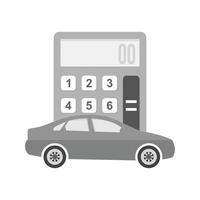 calculadora de empréstimo automático ícone plano em tons de cinza vetor