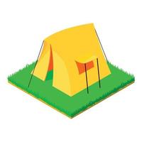ícone de tenda amarela, estilo isométrico vetor