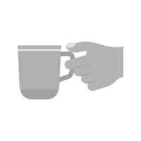 segurando o ícone plano de escala de cinza da xícara de café vetor
