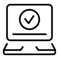 vetor de contorno do ícone do laptop verificado. Verificação online