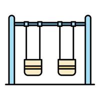 vetor de contorno de cor de ícone de balanço de criança dupla