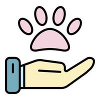 vetor de contorno de cor de ícone de animal de estimação para cuidados com as mãos