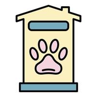 vetor de contorno de cor de ícone de casa de hotel para animais de estimação