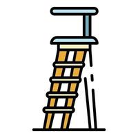 vetor de contorno de cor de ícone de escada de madeira