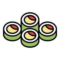 vetor de contorno de cores de ícone de rolo de sushi on-line