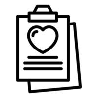 vetor de contorno de ícone de relatório de coração de saúde. dados de pulsação