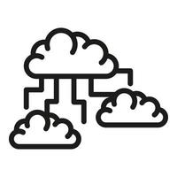 vetor de contorno de ícone de nuvem de memória de armazenamento. servidor de dados