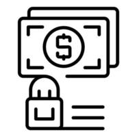 vetor de contorno de ícone de dinheiro garantido. pagamento em dinheiro