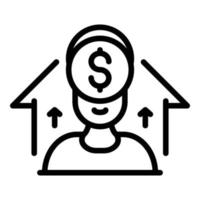 ícone de carga de dinheiro do comprador, estilo de estrutura de tópicos vetor