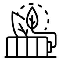 ícone de bateria de carro de folha ecológica, estilo de estrutura de tópicos vetor