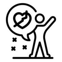 ícone de bolha de bate-papo de coração partido, estilo de estrutura de tópicos vetor